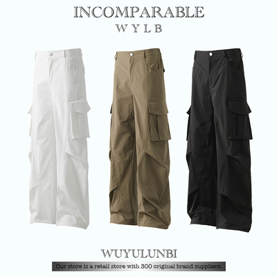 褶皱设计感多口袋工装裤男女同款