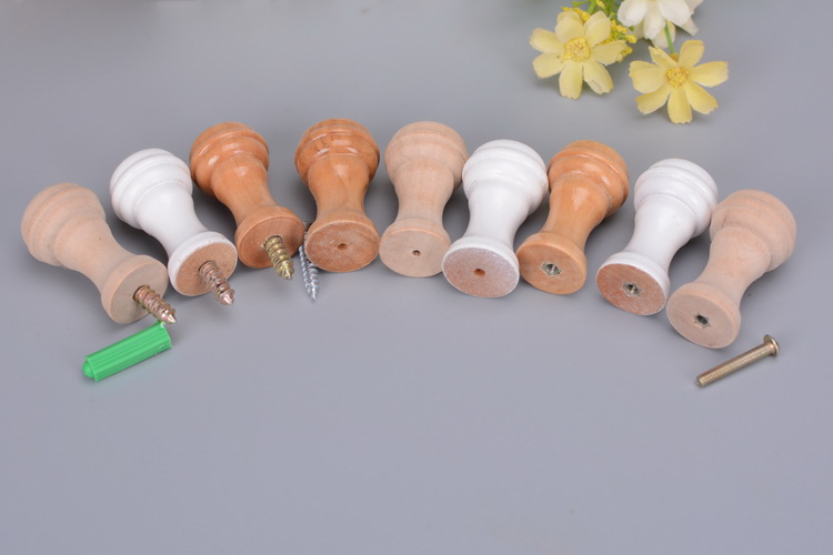 简单 原木实木白胚无油漆挂钩 DIY现代木制衣架挂衣钩