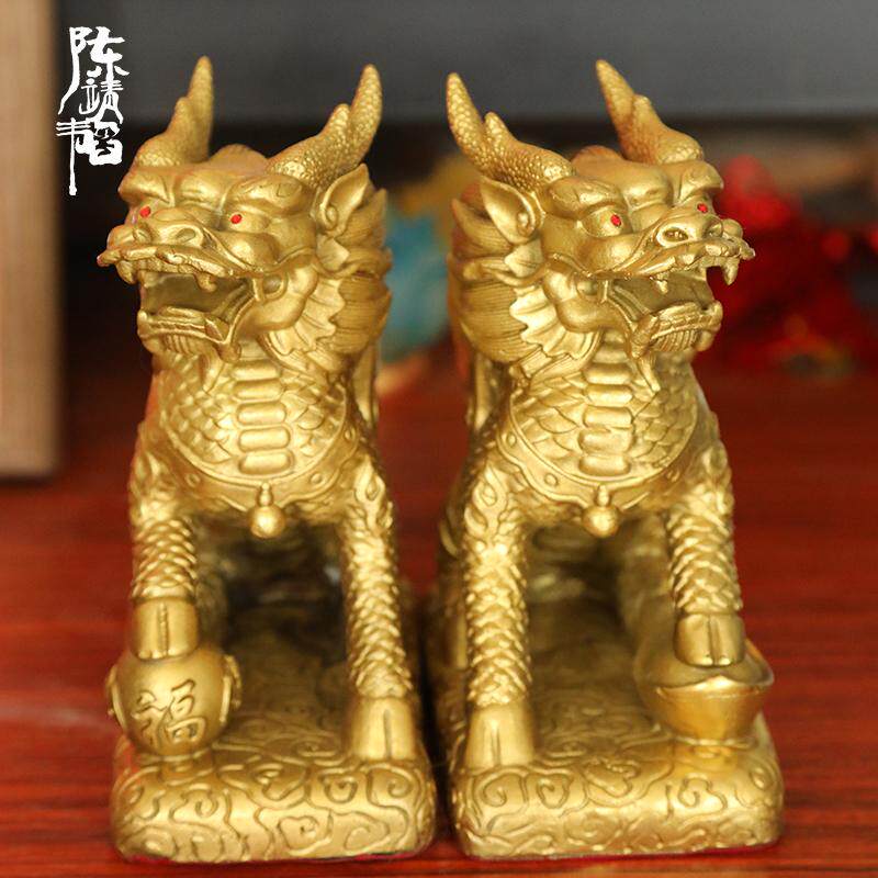 菟小菟 陈靖韬 会星座的兔子铜麒麟摆件玄关件店铺开业礼品火业麟