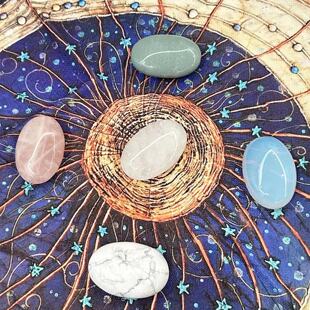 菟小菟陈靖韬会星座的兔子水晶石轮石阵摆件药轮石冥想已激活