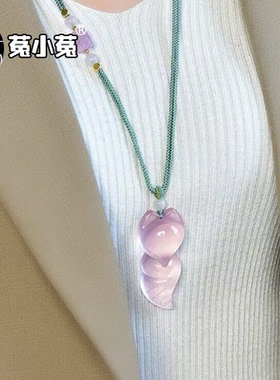 菟小菟女粉水晶狐狸形状