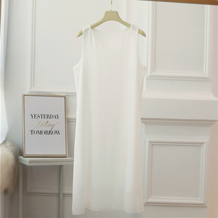 无袖 雪纺吊带连衣裙女夏季 胖mm宽松显瘦内搭中长款 大码 背心裙 新款