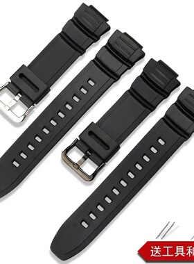代用卡西欧硅胶表带MCW 100H 110H W-S220手表带黑色树脂男AE2000
