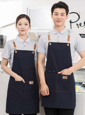 高端围裙时尚简约奶茶店咖啡店花店餐饮工作围裙定制logo印字