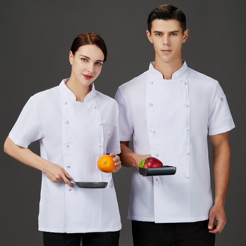夏季厨师服短袖酒店厨师工装制服食堂餐厅烘焙厨师工作服定做logo