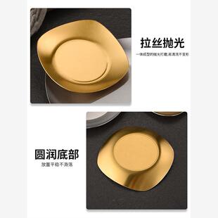韩式金色调料碟味碟方形304不锈钢餐碟泡菜碟骨碟商用烤肉店餐具