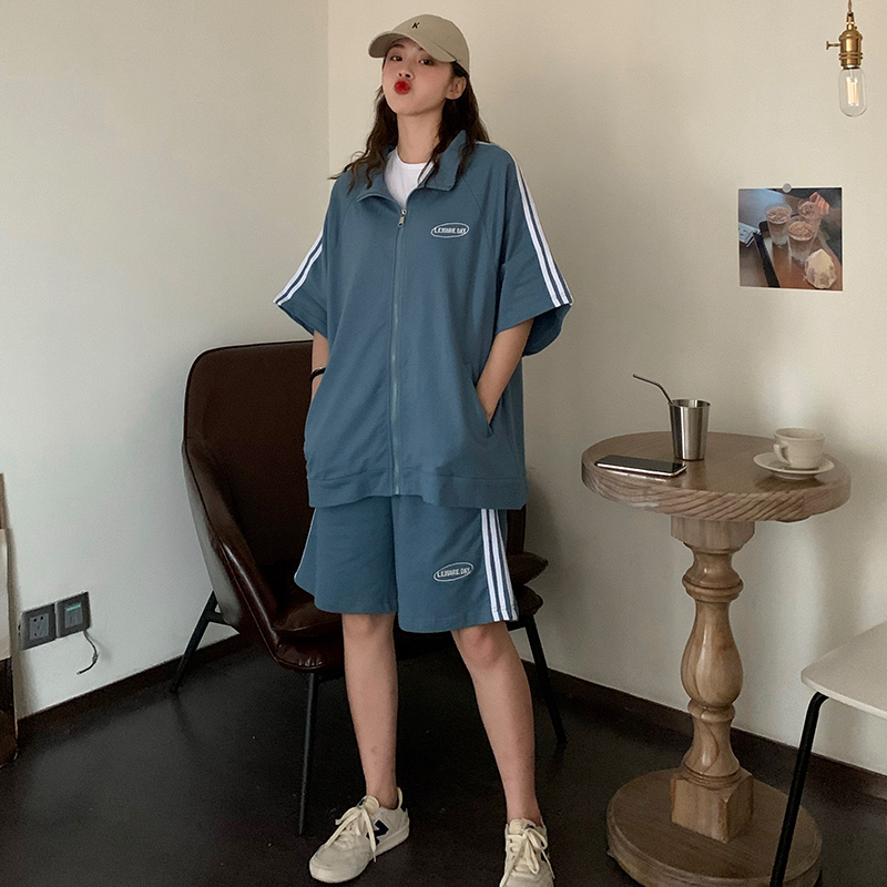 Real 6535 fish scale sports suit, women's trend, handsome, Hong Kong style, leisure two-piece set