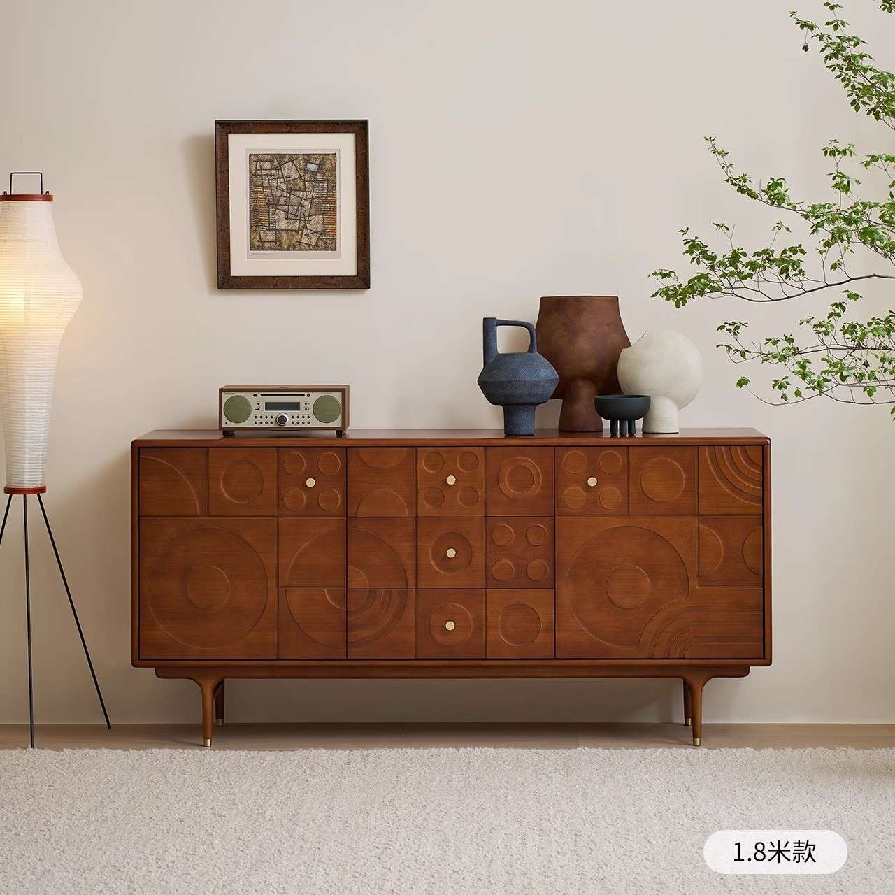 马德里边柜客厅中古复古风实木餐边柜家用设计师创意储物柜