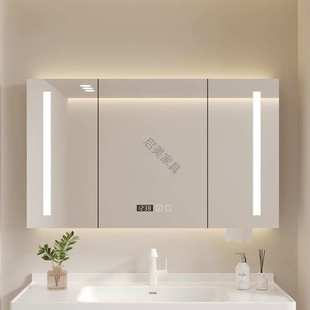 卫生间挂墙式置物架浴室储物柜智能单独镜柜实木化妆镜收纳置放架