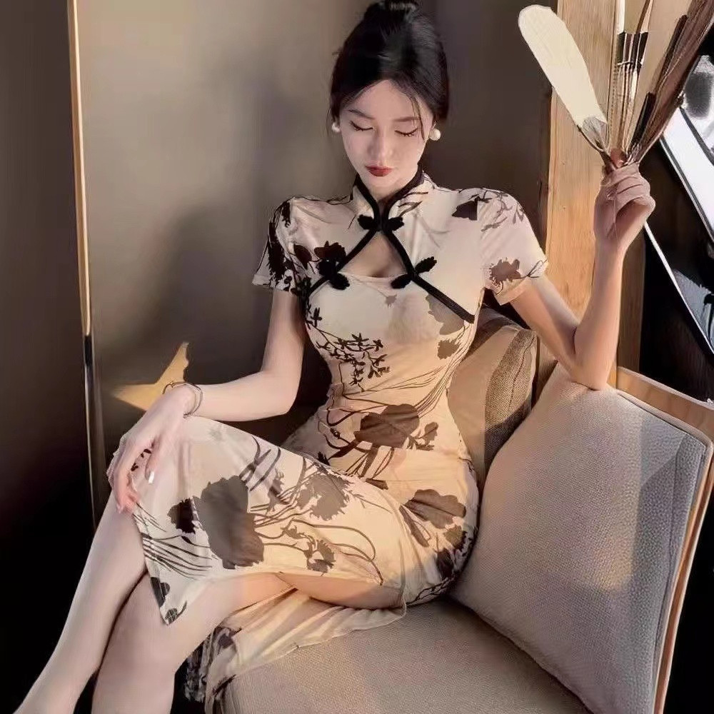 夏季时尚性感旗袍年轻款少女高级感复古收腰显瘦新中式国风连衣裙