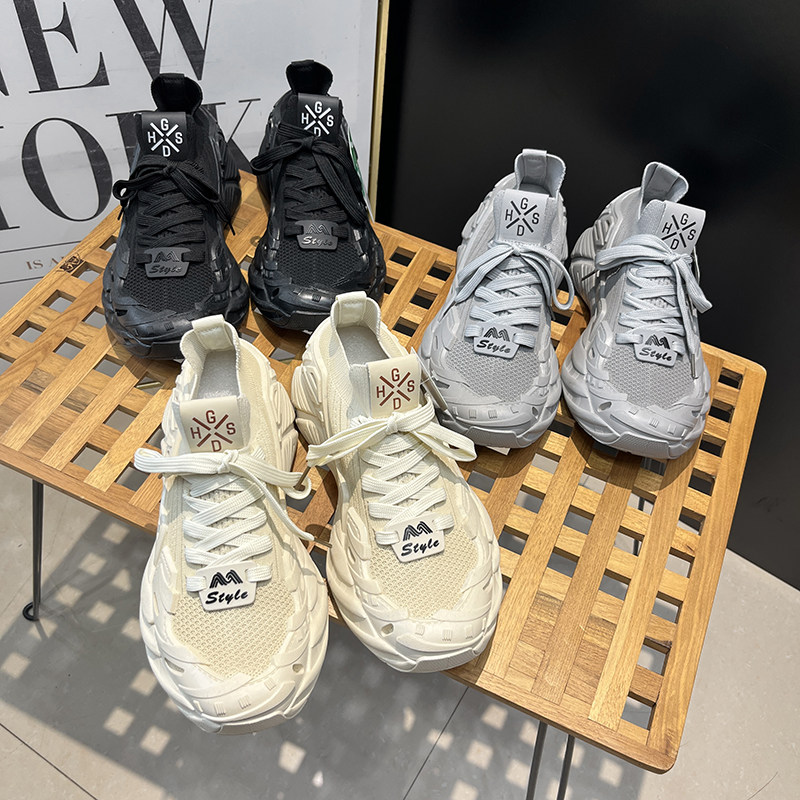 飞织鞋面！防滑减震！外贸男鞋夏季轻便透气系带低帮运动休闲鞋潮