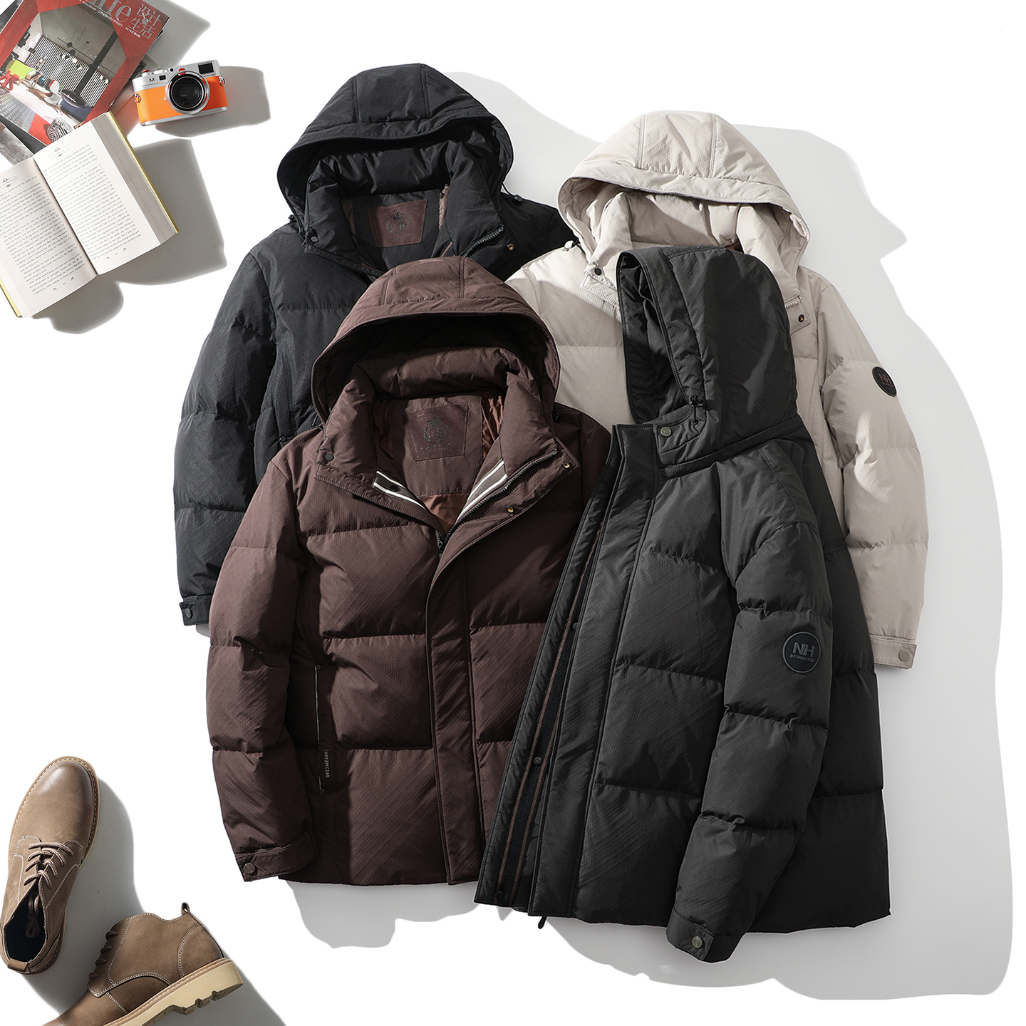 男士防风保暖加厚连帽羽绒服外套