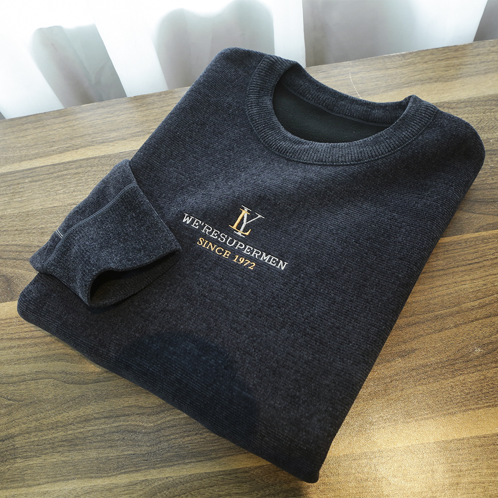 雪尼尔圆领打底保暖针织衫毛衣男