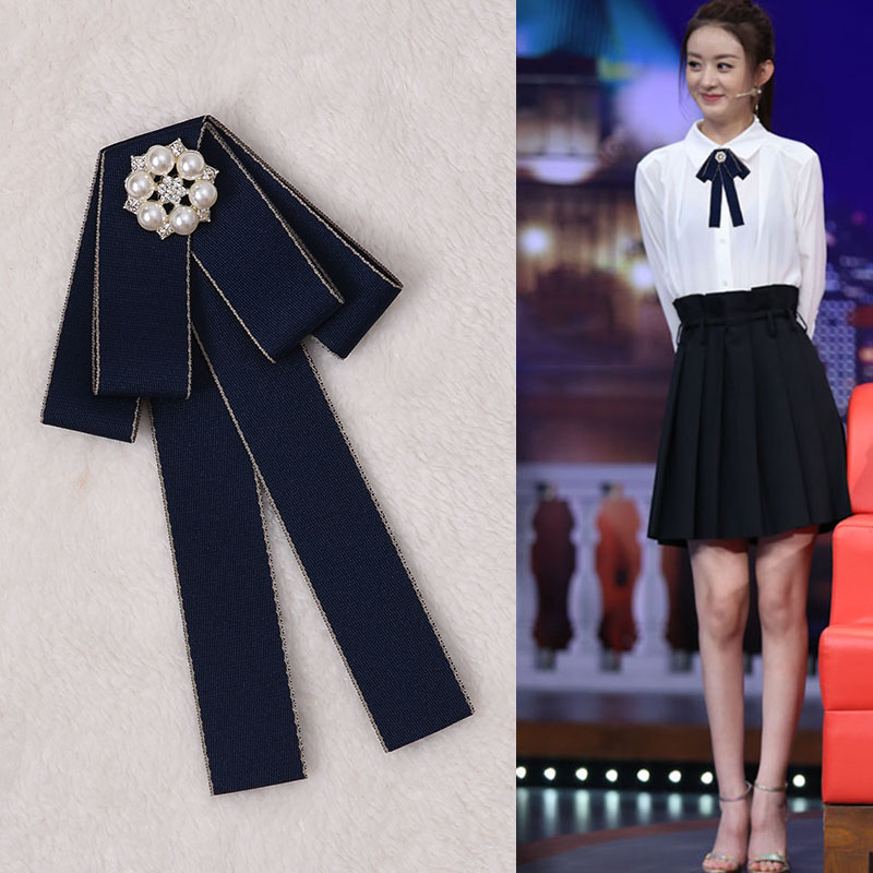 明星同款女士销售业务收银员领结