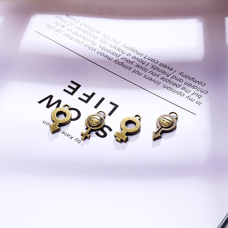 diy合金饰品配件性别符号系列韩国美女帅哥标志创意手工复古青铜