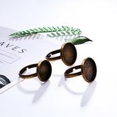 DIY合金饰品配件戒指底托系列创意手工挂件吊坠古青仿金银色白K铁