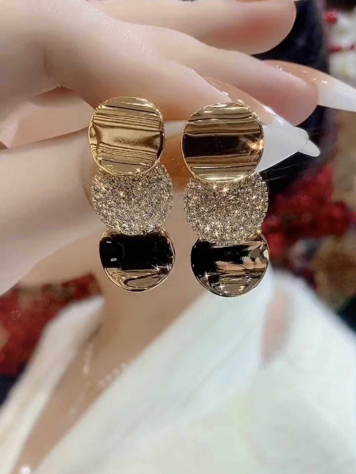 高级感镶钻亮片长款耳环