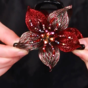 红色双花发夹后脑勺韩国夹子头饰盘发气质轻奢高级感抓夹大号发量