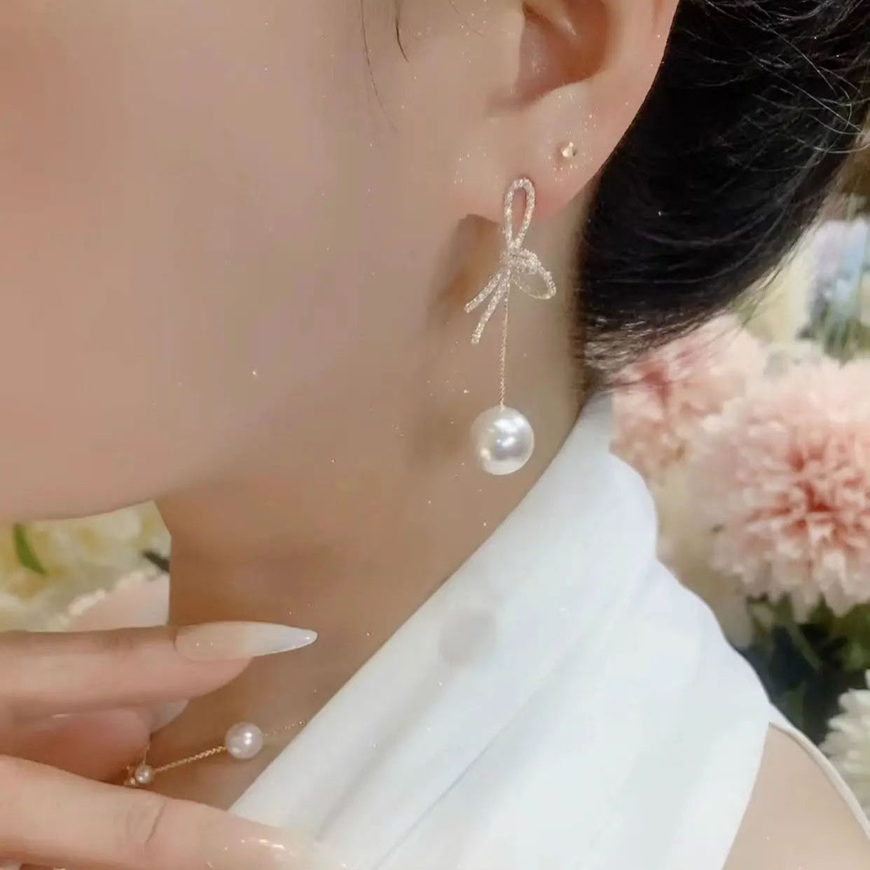 耳环蝴蝶结设计防过敏银针女性