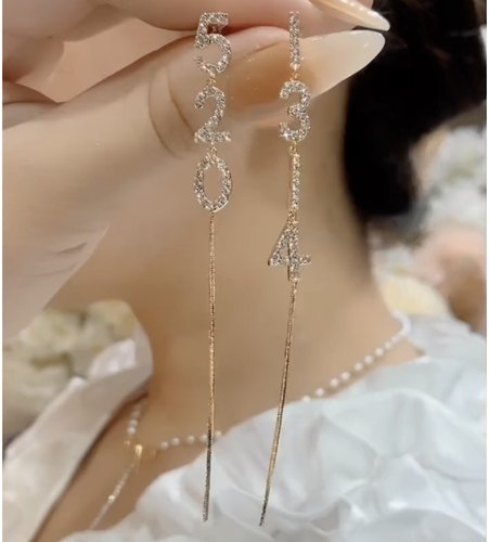 韩版满钻1314520长款流苏耳环