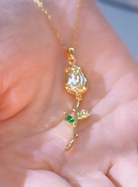 爆款夏天小清新项链浪漫玫瑰花气质轻奢华丽配饰高级感百搭洋气