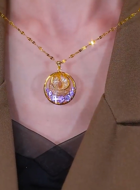 女士轻奢高级感圆形网状紫色项链女款2025新款爆款锁骨链时尚气质