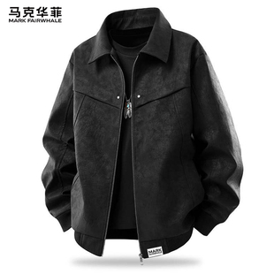 美式 马克华菲翻领皮衣夹克男士 上衣男款 2026新款 休闲外套 春秋季