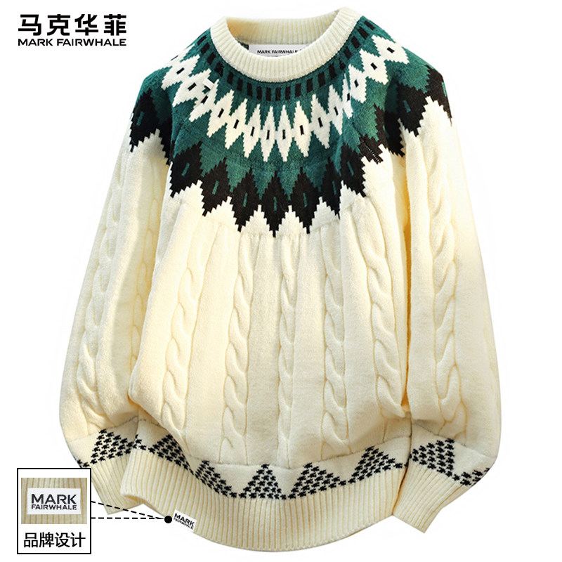 马克华菲提花毛衣男士针织衫
