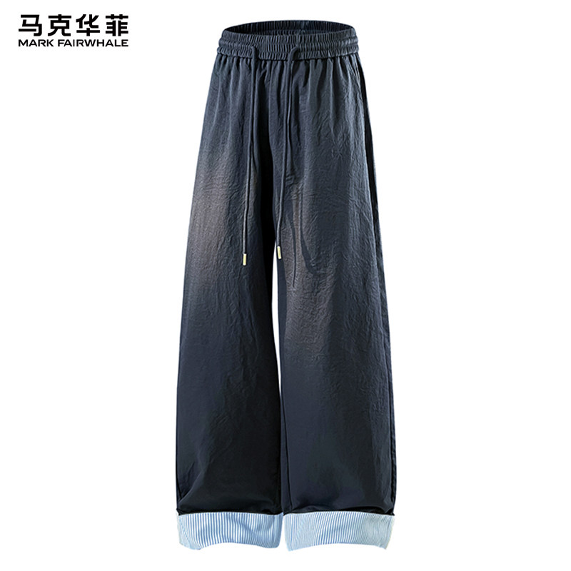 马克华菲美式拼接休闲裤男士秋季高街男款伞兵阔腿裤直筒长裤子,男装,休闲裤,淘宝优惠券,粉丝福利购,淘宝优惠卷