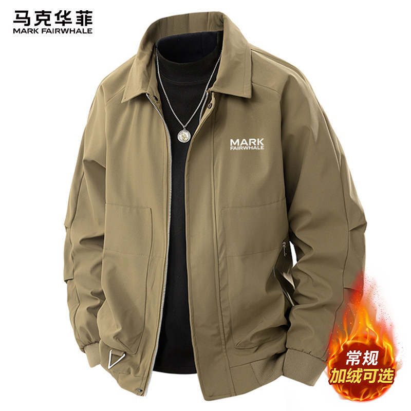 马克华菲翻领外套男士冬季加绒加厚潮牌衣服男款美式复古休闲夹克,男装,夹克,淘宝优惠券,粉丝福利购,淘宝优惠卷