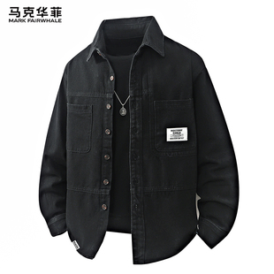 休闲上衣早春男装 马克华菲翻领工装 美式 春季 痞帅牛仔外套 夹克男士