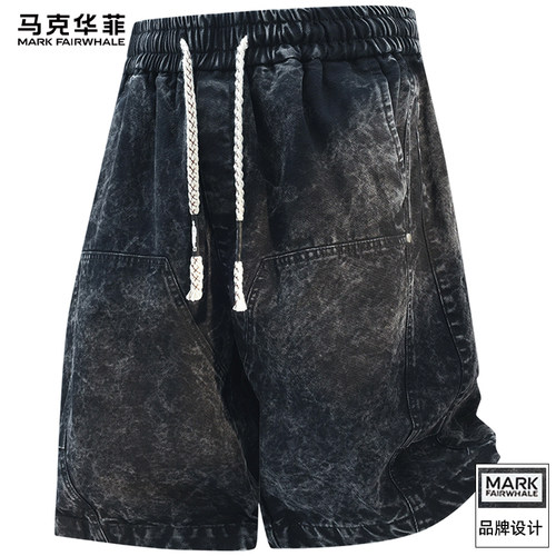 马克华菲大码纯棉牛仔短裤男款