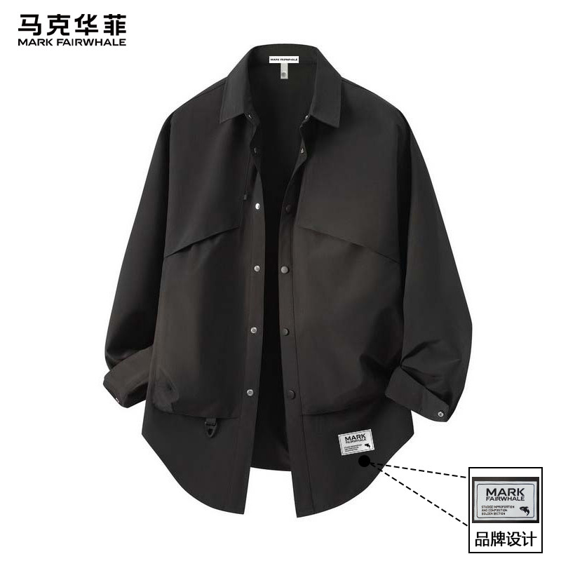 马克华菲衬衫男士休闲春秋季2026年新款衬衣潮流百搭工装外套