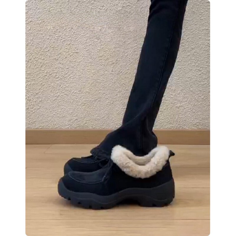 小众厚底加绒乐福鞋女2026年新款系带保暖百搭毛毛单鞋棉鞋雪地靴,女鞋,棉鞋,淘宝优惠券,粉丝福利购,淘宝优惠卷