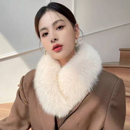 双面磁吸仿狐狸毛围脖女冬季保暖护颈仿毛毛领子百搭大衣皮草围巾