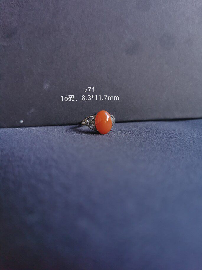 丹 天然川料南红玛瑙民族风可调节小众戒指 胖猫盒子 礼物 闺蜜