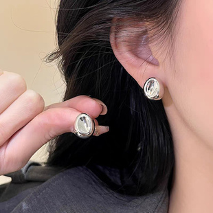 925银针高级感法式豆豆耳钉女简约小巧耳环ins精致冷淡风百搭耳饰