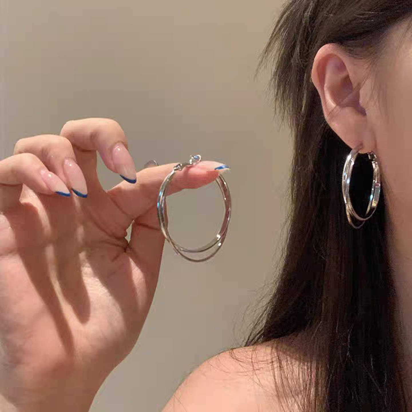 双层圈圈耳环女轻奢高级感气质大耳圈圆圈耳钉时尚百搭素圈耳饰,饰品/流行首饰/时尚饰品新,耳环,淘宝优惠券,粉丝福利购,淘宝优惠卷