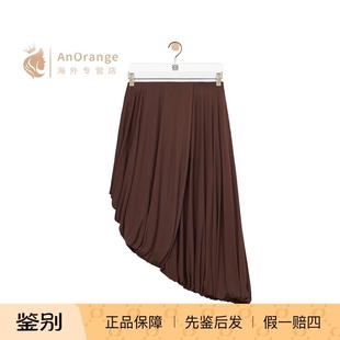 Loewe/罗意威女装裙子2026新款深棕色针织不对称垂褶半身裙