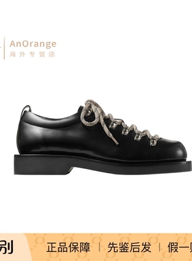 jimmy choo/周仰杰JC男鞋皮靴2026新款黑色Box小牛皮系带浅口单鞋