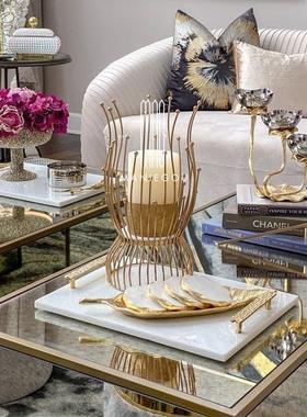 现代创意轻奢天然大理石甜品果盘杯垫家居工艺蛋糕餐盘子摆件装饰