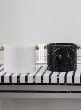 北欧天然大理石插干花瓶器家居餐桌厅果盘茶几摆件装饰品收纳托盘