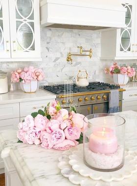 现代轻奢天然大理石甜品花边形家居客厅蛋糕餐盘置物装饰工艺摆件