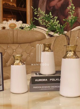 轻奢高端大理石家居客厅卧室餐桌厅插花瓶摆台件装饰品工艺品置物