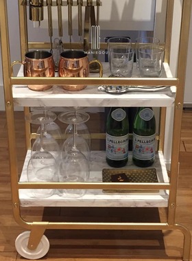 现代创意黄铜金属天然大理石甜品果盘工艺蛋糕餐盘子摆件装饰架子