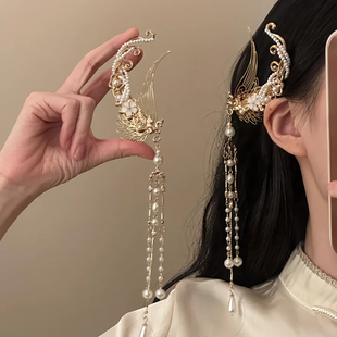 山沐手作「云鸾昭和」新中式超仙云鸾流苏发夹女边夹头饰新年发饰