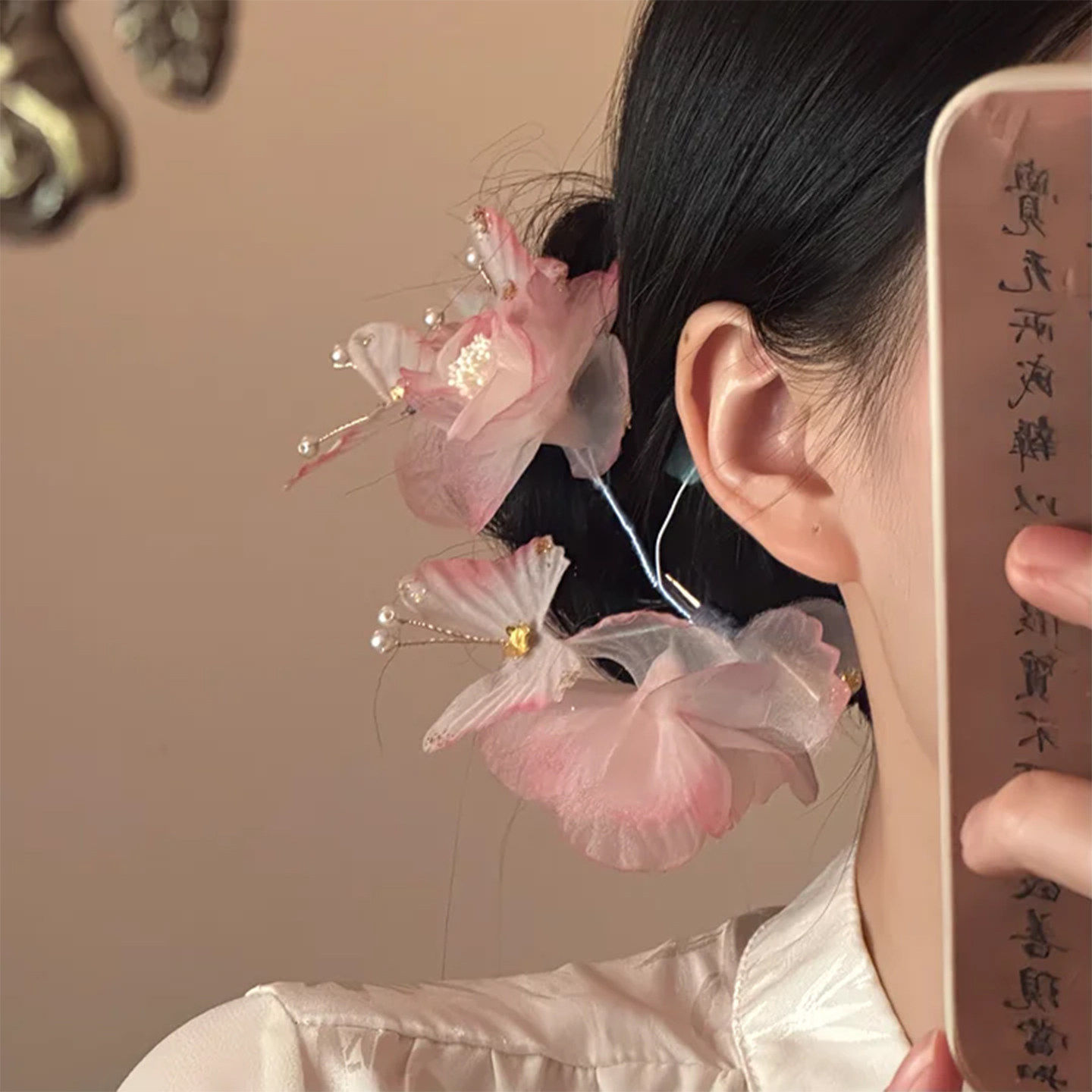 山沐手作「蝶恋花屿」温柔粉色蝴蝶花朵发夹女古风头花新中式头饰,饰品/流行首饰/时尚饰品新,发饰,淘宝优惠券,粉丝福利购,淘宝优惠卷