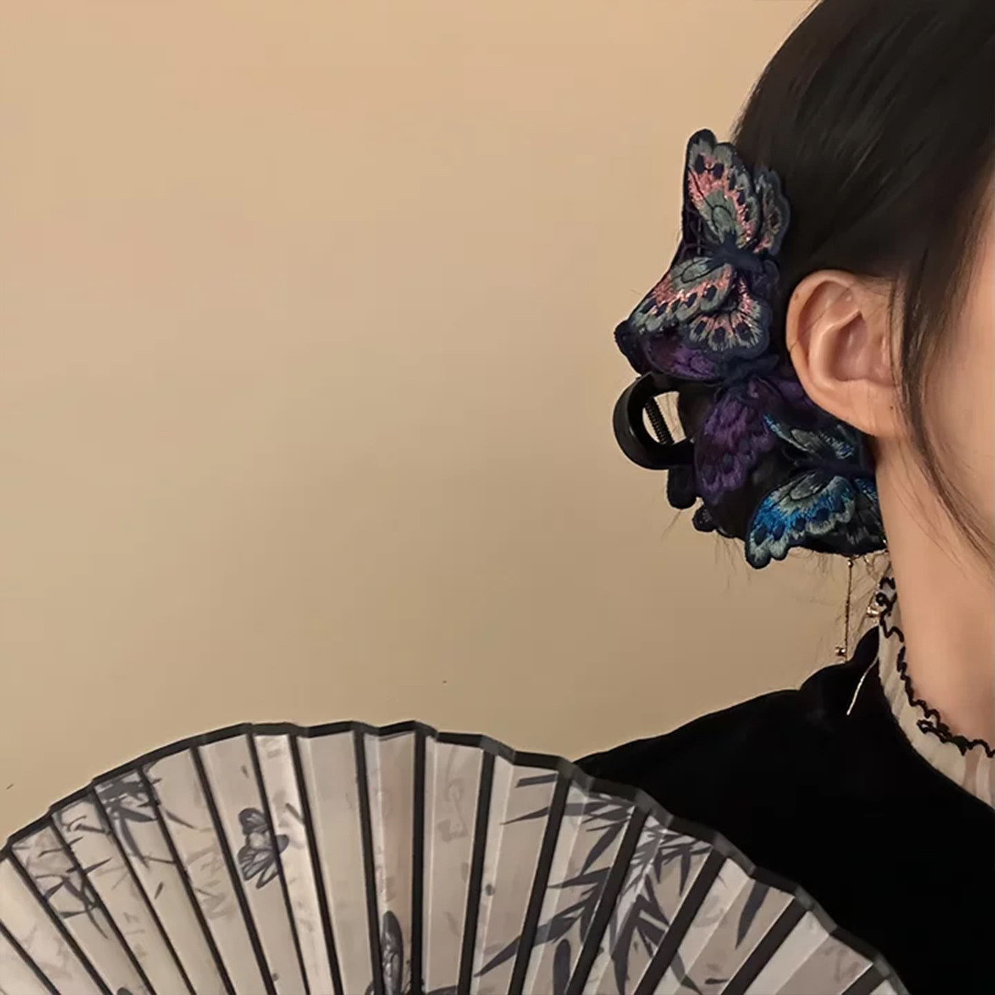 山沐手作「青芜蝶韵」新中式蝴蝶流苏抓夹女后脑勺鲨鱼夹古风发饰,饰品/流行首饰/时尚饰品新,发饰,淘宝优惠券,粉丝福利购,淘宝优惠卷