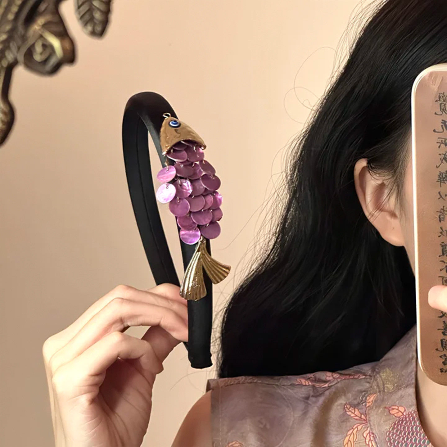 山沐手作「好运锦鲤」古风紫色小鱼发箍女新年头饰新中式头箍发饰,饰品/流行首饰/时尚饰品新,发饰,淘宝优惠券,粉丝福利购,淘宝优惠卷