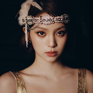 欧阳娜娜同款复古羽毛发带了不起的盖茨比头饰生日礼服民族风发饰